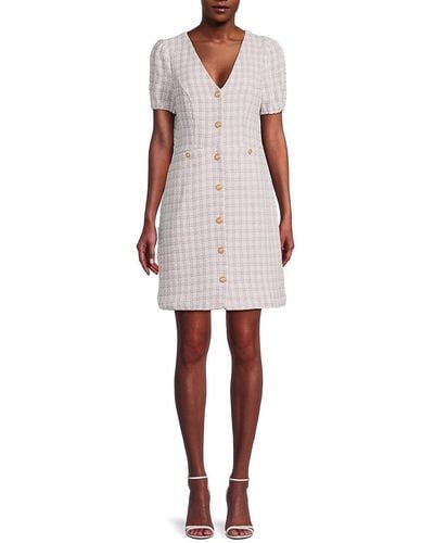 Nanette Lepore Checked Tweed Mini Dress - White