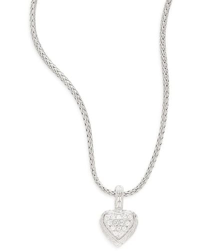 John Hardy Sapphire & Sterling Heart Pendant Necklace - White