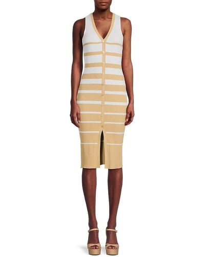 Design History Stripe Sleeveless Sweater Dress - Natural