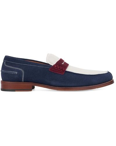 Vintage Foundry Colorblock Suede Penny Loafers - Blue