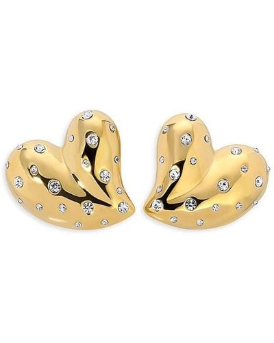Eye Candy LA Luxe Jamila 14k Goldplated & Cubic Zirconia Heart Stud Earrings - Metallic