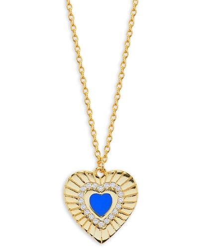 Argento Vivo 18k Goldplated Sterling Silver, Cubic Zirconia & Enamelled Heart Pendant Necklace - White