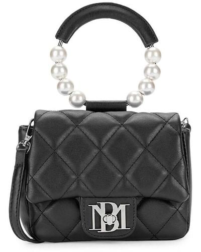 Badgley Mischka Mini Faux Pearl Embellished Top Handle Bag - Black