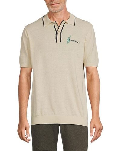 Scotch & Soda Knitted Linen Blend Polo - Natural