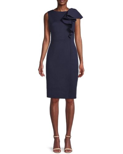 Eliza J Ruffle Sheath Dress - Blue