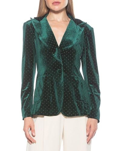 Alexia Admor Kai Studded Velvet Blazer - Green