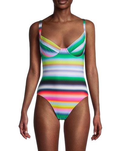 Cynthia Rowley Ombré Stripe One Piece Swimsuit - Green