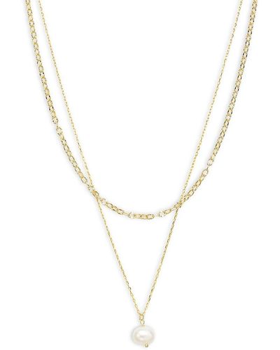 Argento Vivo 18k Yellow Goldplated Sterling Silver & Faux Pearl Layered Necklace - Metallic