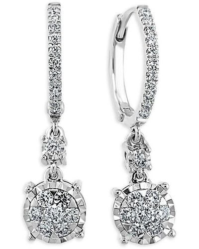 Effy 14k White Gold & 0.74 Tcw Diamond Drop Earrings