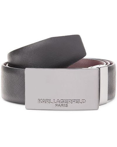 Karl Lagerfeld Reversible Leather Belt - Grey