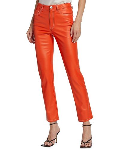 STAUD Elliot Faux Leather Trousers - Red