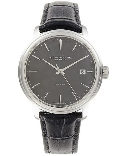 Raymond Weil 40mm Stainless Steel & Leather Strap Automatic Watch - Grey