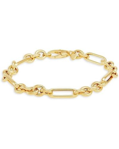 Saks Fifth Avenue 14k Yellow Gold Oval & Paperclip Link Chain Bracelet - Metallic