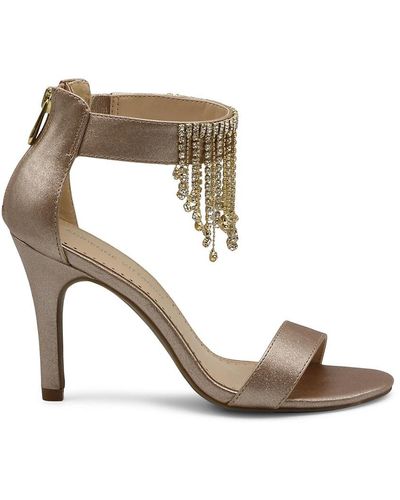Adrienne Vittadini Gala-1 Fringed Ankle Strap Sandals - Metallic