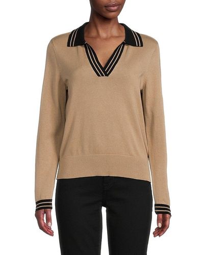 Tommy Hilfiger Striped Polo Sweater - Natural