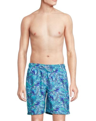 Tailorbyrd Tropical Leaf Swim Shorts - Blue