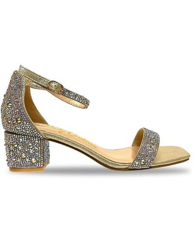 Lady Couture Dazzle Embellished Ankle Strap Sandals - Metallic