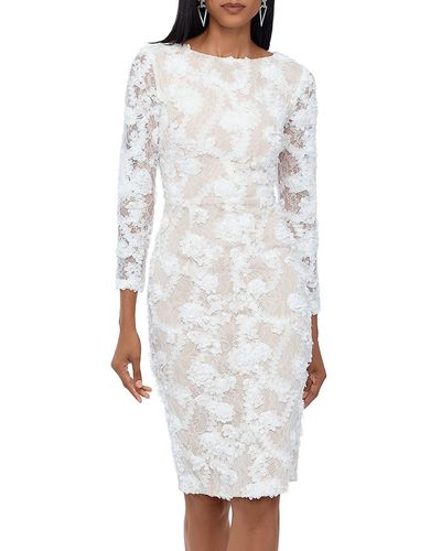 Xscape Floral Lace Sheath Dress - White