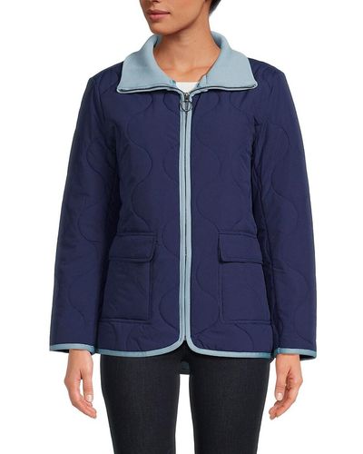 Ellen Tracy Convertible Collar Quilted Jacket - Natural