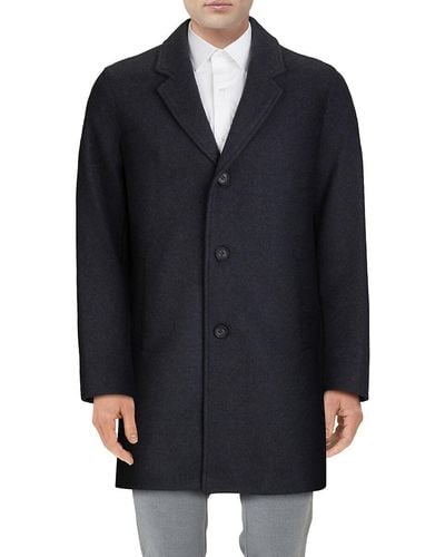 Cole Haan Stretch-wool Topcoat - Blue