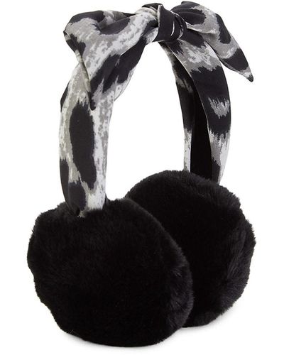 Vince Camuto Leopard Knotted-band Faux Fur Earmuffs - Black
