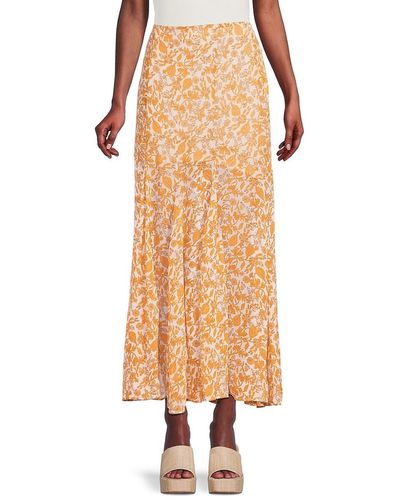 Free People Lilith Floral Maxi Godet Skirt - Yellow