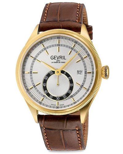 Gevril Empire 40Mm Ip Goldtone Stainless Steel & Leather Strap Chronograph Watch - Multicolour