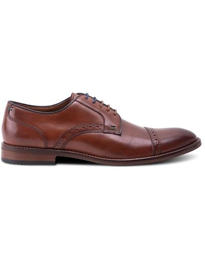 Paisley & Gray Leather Derby Brogues - Red