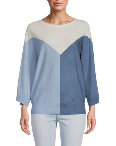 Tahari Colorblock Dolman Sleeve Sweater - Blue