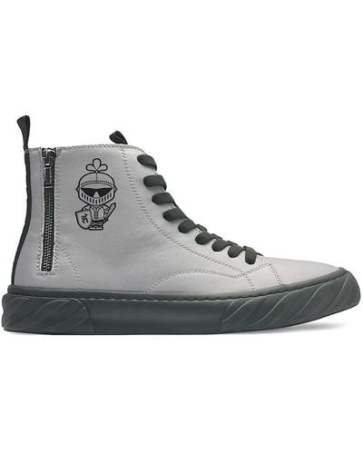Karl Lagerfeld Logo Leather High Top Sneakers - Gray