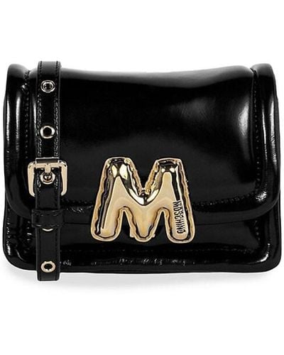 Moschino Patent Leather Crossbody Bag - Black