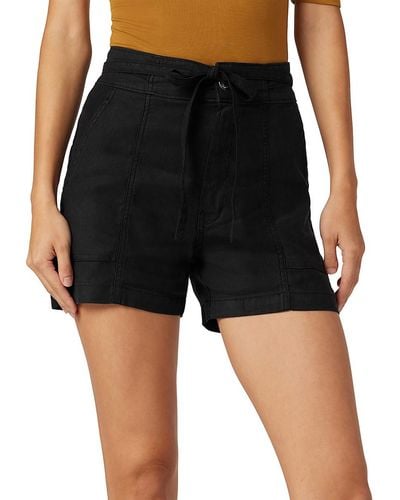 Hudson Jeans Linen-blend Denim High-rise Shorts - Black