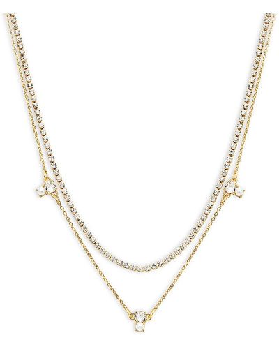 Ava & Aiden 2-piece 12k Goldplated & Cubic Zirconia Chain Necklace Set - Metallic