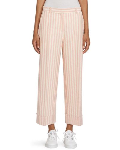 Thom Browne Sack Stripe Wool Blend Cropped Pants - Pink