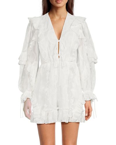 Ted Baker Puffball Ruffle Playsuit - White