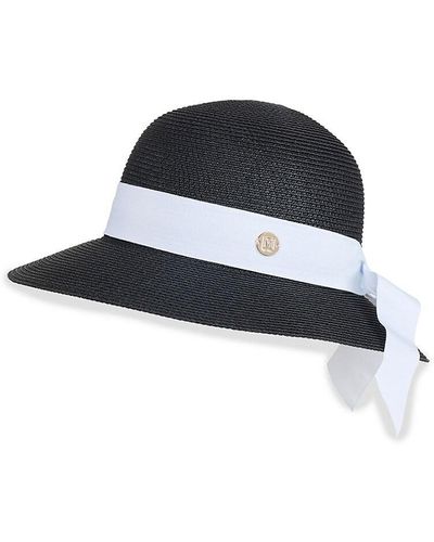 Bruno Magli Banded Straw Sun Hat - Black