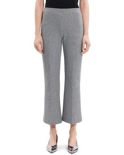 Theory Houndstooth Flare Trousers - Grey