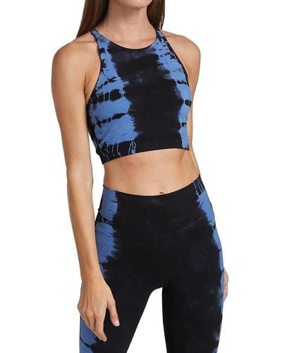 Electric and Rose Grayson Tie-dye Active Crop Top - Blue