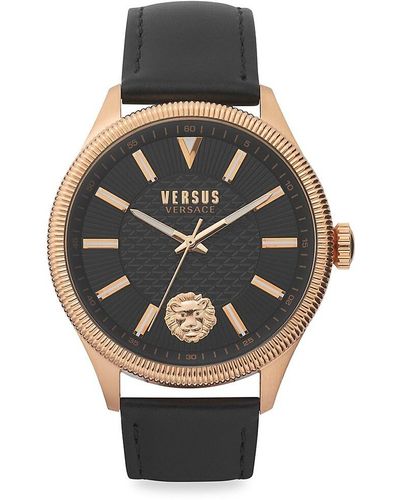 Versus 45mm Stainless Steel & Leather Strap Watch - Grey