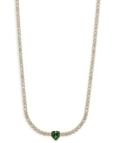 Argento Vivo 18k Goldplated Sterling Silver & Cubic Zirconia Heart Tennis Necklace - White