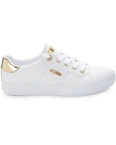 Guess Loven Low Top Quilted Trainers - White