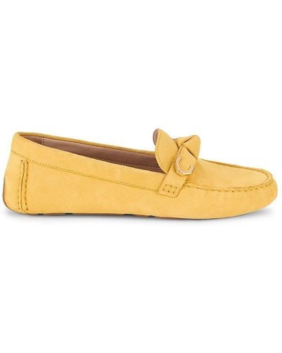 Cole Haan Evelyn Bow Suede Driving Loafers - Yellow