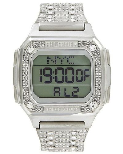 Philipp Plein Hyper $hock 44mm Stainless Steel Digital Watch - Gray