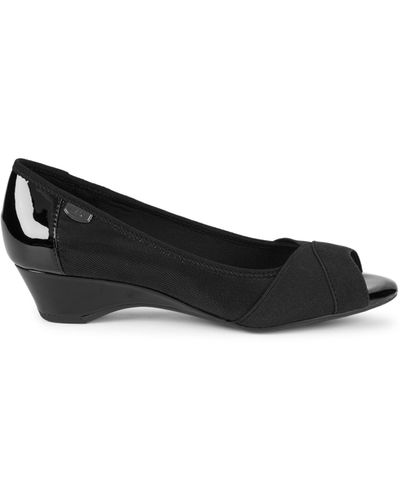 Anne Klein Ak Memory2 Peep-toe Wedge Court Shoes - Black