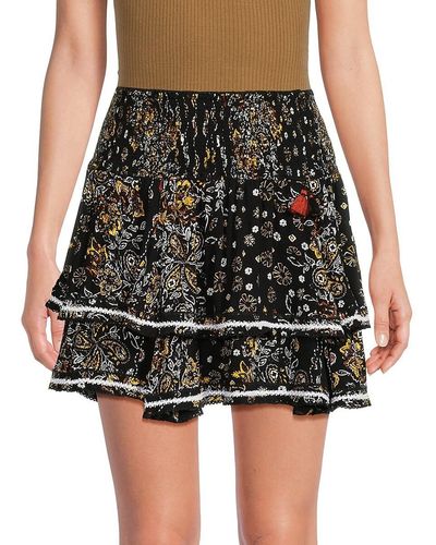 Poupette 'Kaila Print Tiered Mini Skirt - Black