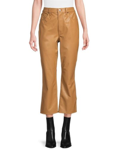 Veronica Beard Carly Flare Faux Leather Trousers - Natural