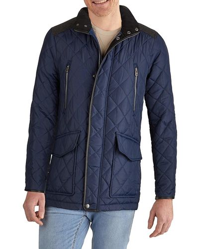 Cole Haan Mixed Media Quilted Jacket - Blue
