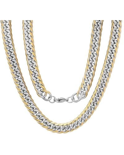 Anthony Jacobs 18k Goldplated & Stainless Steel Cuban Chain Link Necklace/24" - Metallic