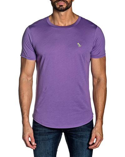 Jared Lang Dinosaur Pima Cotton Crewneck T-shirt - Purple