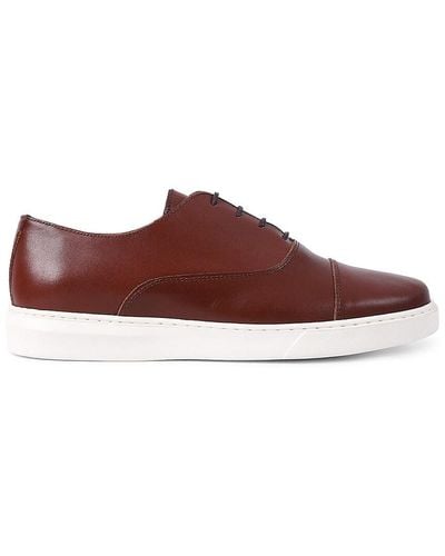 VELLAPAIS Comfort Morris Cap Toe Leather Oxford Shoes - Red